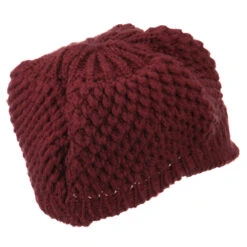 Women's Visored Knit Beanie -Fashion Accessories Store wv001db burgundy 3