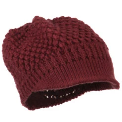 Women's Visored Knit Beanie -Fashion Accessories Store wv001db burgundy 4