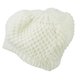 Women's Visored Knit Beanie -Fashion Accessories Store wv002db white 2