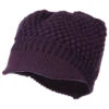 Women's Visored Knit Beanie -Fashion Accessories Store wv008db eggplant 1