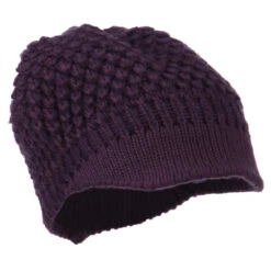 Women's Visored Knit Beanie -Fashion Accessories Store wv008db eggplant 4