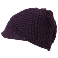 Women's Visored Knit Beanie -Fashion Accessories Store wv008db eggplant 5