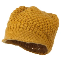 Women's Visored Knit Beanie -Fashion Accessories Store wv009db mustard 1