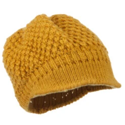 Women's Visored Knit Beanie -Fashion Accessories Store wv009db mustard 4